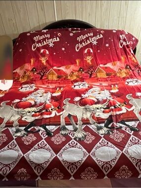 Festive Merry Christmas Red Holiday Duvet - Unbranded